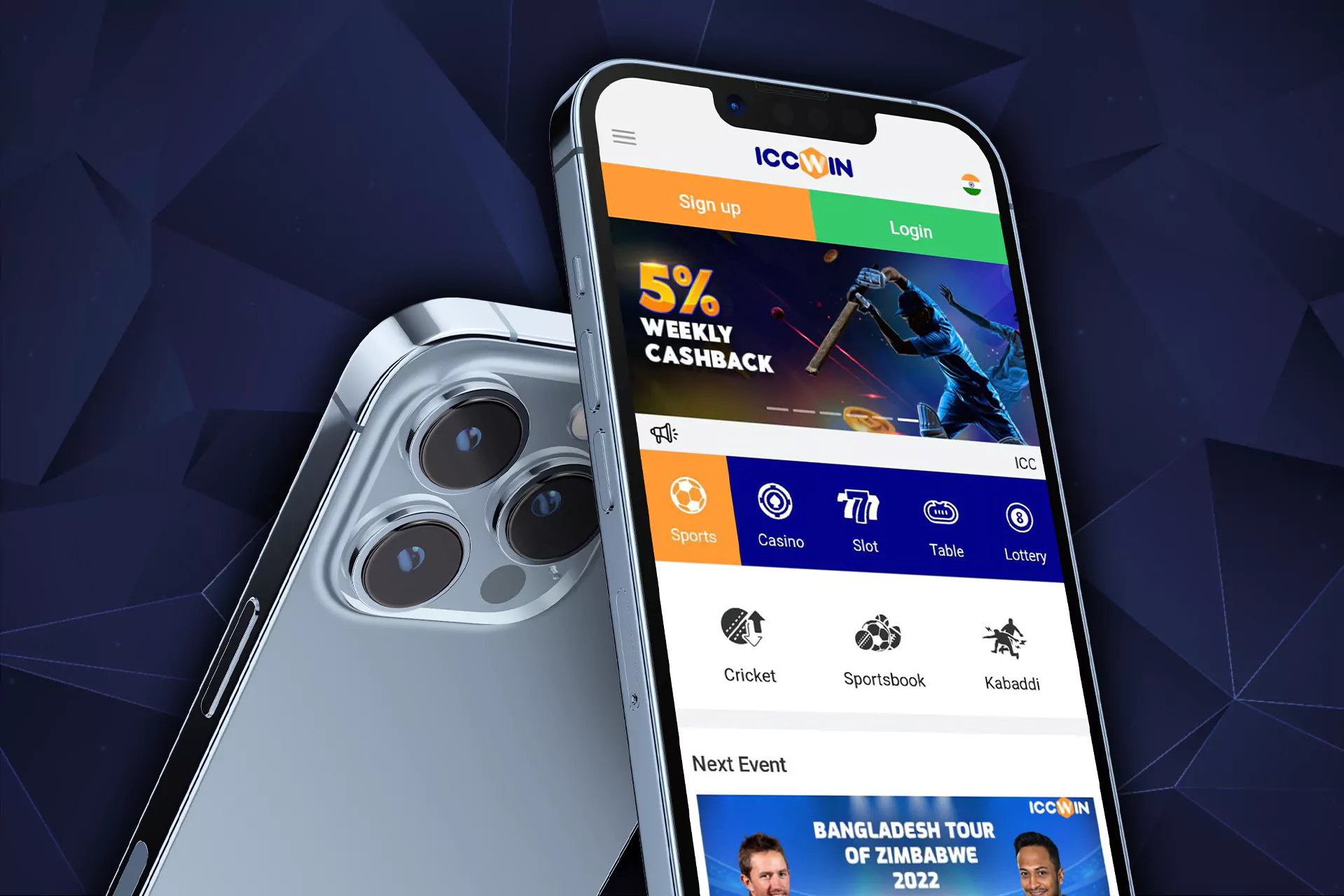ICCWIN has a useful and comfortable mobile app for betting.