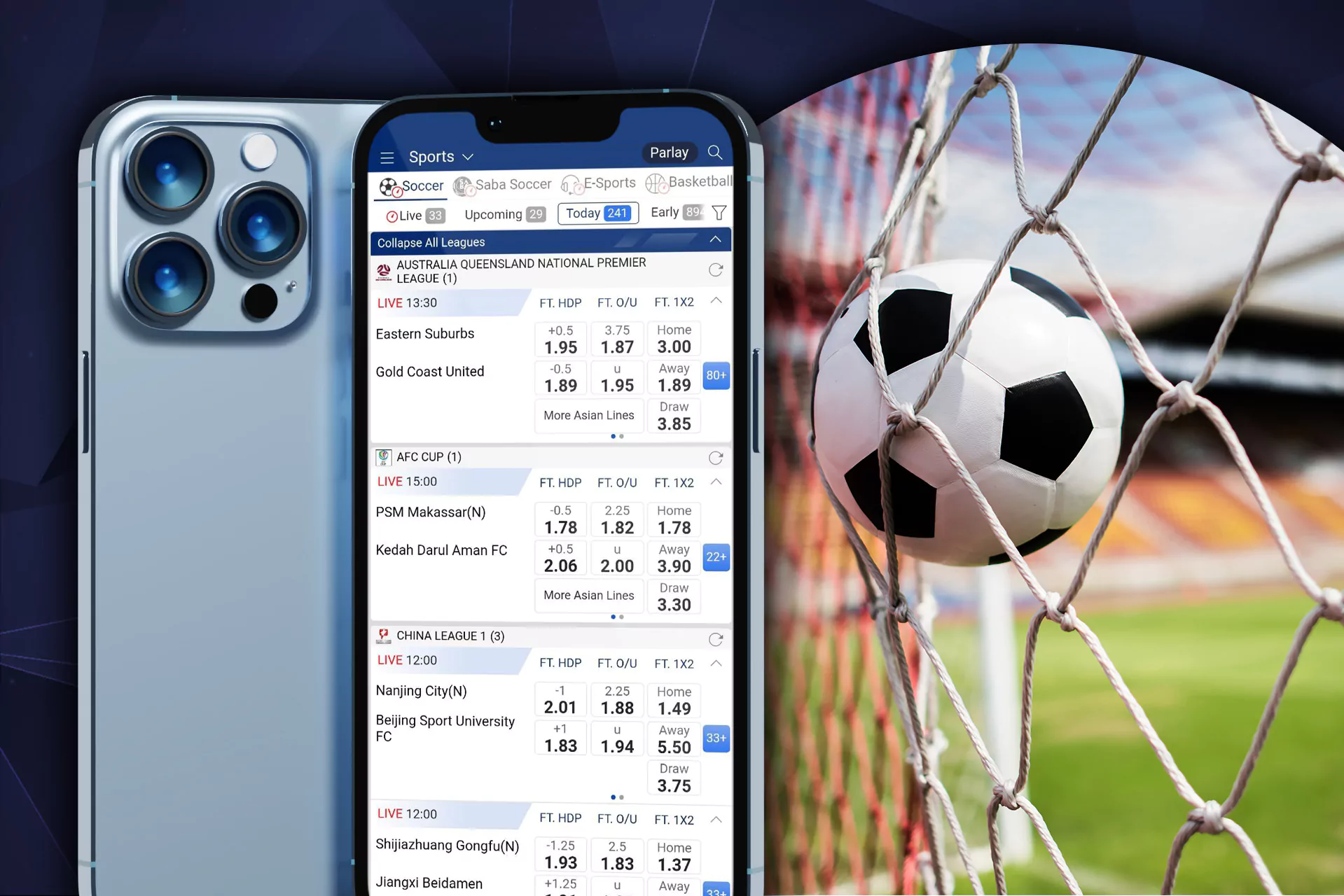 Choose a football match and place a bet on the result.