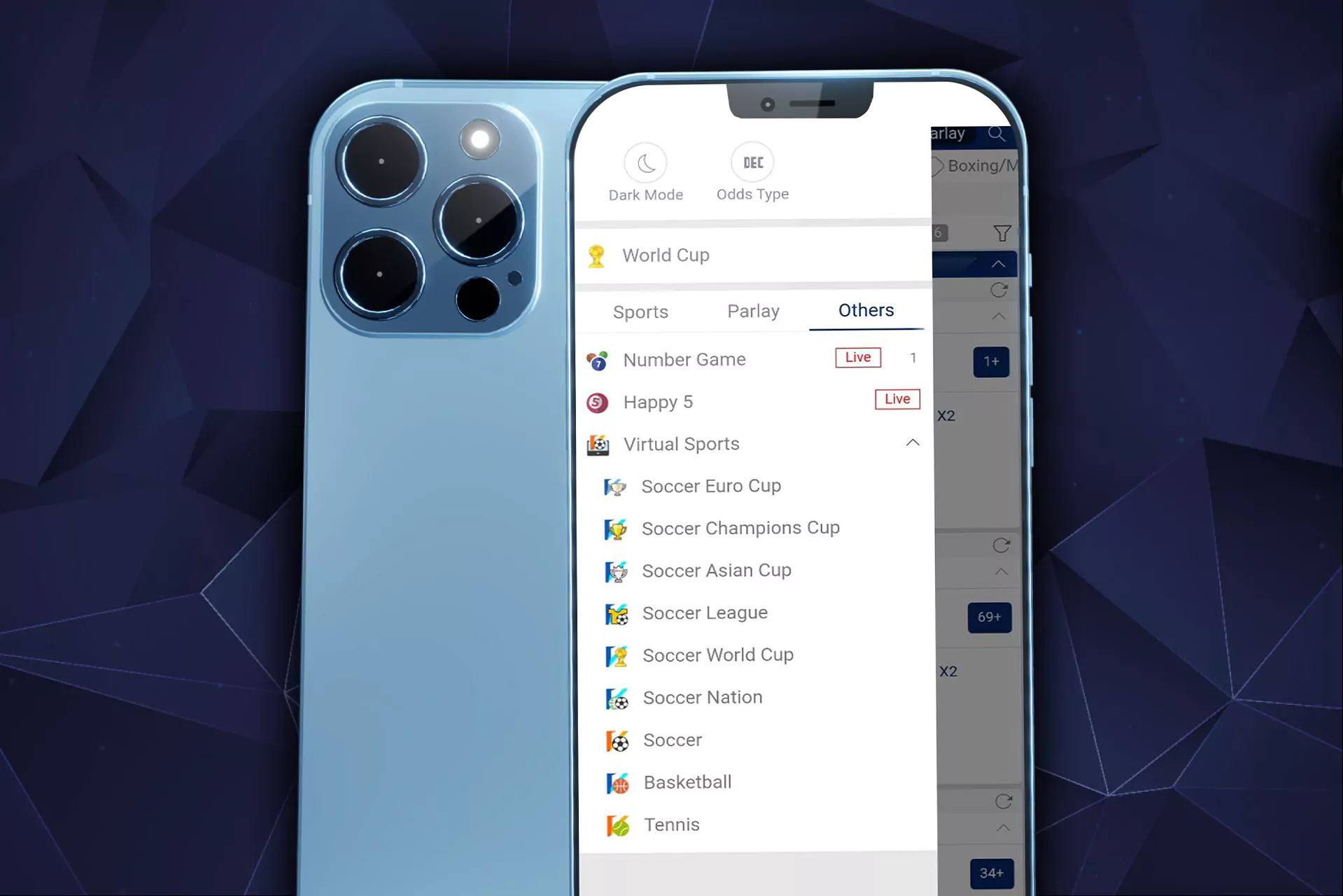 Virtual sports are also available for betting via your smartphone.